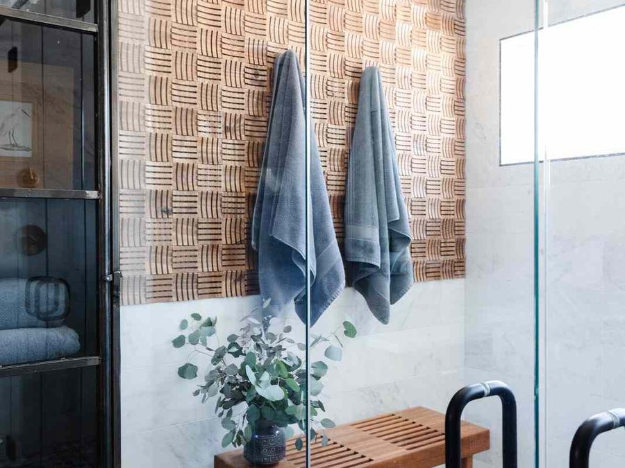 Finished bathroom renovation with walk-in shower